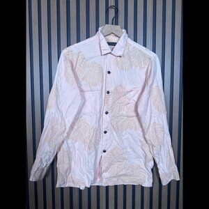 Sun Surf Hawaiian Shirt Medium 15.5 Mens Pink Long Sleeve Bikini Bottom Art